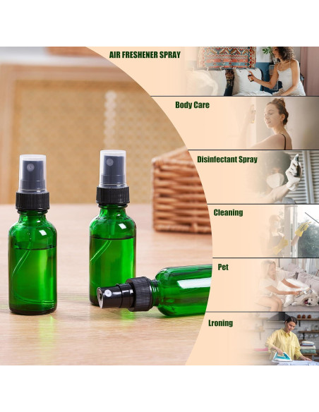 Botellas de Spray de Vidrio 28ml SprayDroplet Verde 48pcs Botellas de Spray de Vidrio 28ml SprayDroplet Verde 48pcs