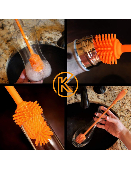 Cepillo Limpiador de Botellas Kitchiny 31.75 cm Silicona Naranja Cepillo Limpiador de Botellas Kitchiny 31.75 cm Silicona Naranja