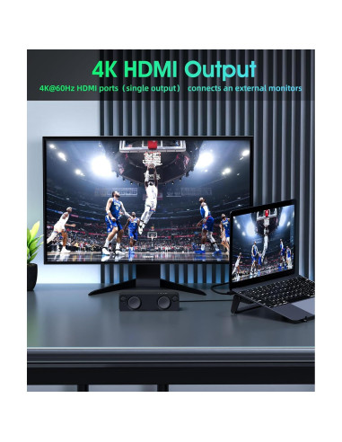 Soporte Docking 9 en 1 BoYata USB-C con HDMI 4K y 3 USB 3.0