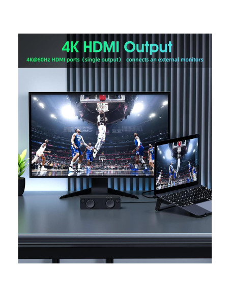 Soporte Docking 9 en 1 BoYata USB-C con HDMI 4K y 3 USB 3.0 Soporte Docking 9 en 1 BoYata USB-C con HDMI 4K y 3 USB 3.0