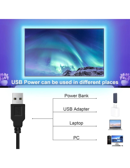 Luces LED RGB para TV 5m Reemeer Sincronización Música Control Remoto Luces LED RGB para TV 5m Reemeer Sincronización Música Control Remoto