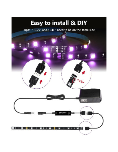 Luces de tira LED HitLights RGB 1.2m con control remoto