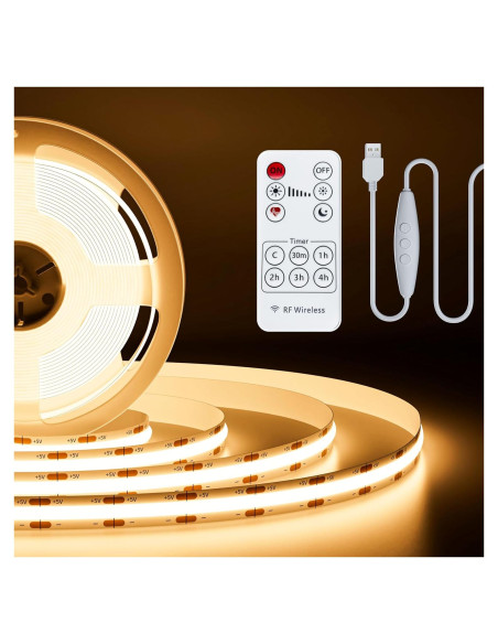 Tira de Luz LED COB PAUTIX 2m 3000K Regulable con Control Remoto Tira de Luz LED COB PAUTIX 2m 3000K Regulable con Control Remoto