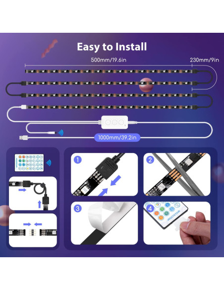 Tira LED Inteligente Aigostar 2.0m Cambio de Color Música Tira LED Inteligente Aigostar 2.0m Cambio de Color Música