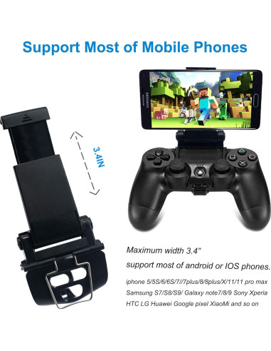 Soporte para Teléfono BRHE para Controlador PS4 Ajustable Negro