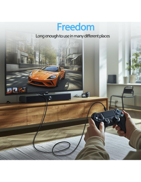 Cable de Carga Micro USB 3m SIOCEN para Controladores Xbox One y PS4 Cable de Carga Micro USB 3m SIOCEN para Controladores Xbox One y PS4