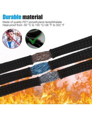 Funda de Cable Trenzada Expandible Pangda 300 pies Negro