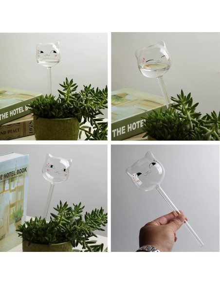 Paquete de 3 Globos de Riego de Vidrio Gato para Plantas Paquete de 3 Globos de Riego de Vidrio Gato para Plantas