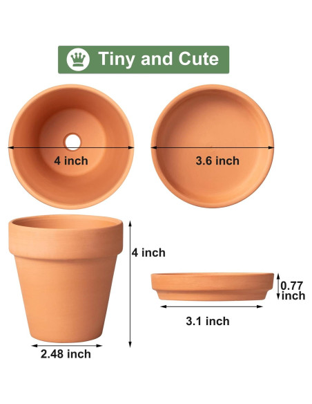 Macetas de Terracota Orceler 10.16 cm con Plato - Paquete de 6 Macetas de Terracota Orceler 10.16 cm con Plato - Paquete de 6