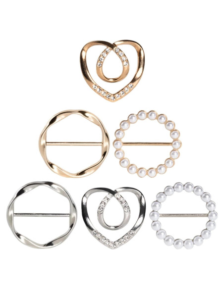 6 Anillos y Clips de Bufanda Atopxing para Mujeres Oro/Plata 6 Anillos y Clips de Bufanda Atopxing para Mujeres Oro/Plata