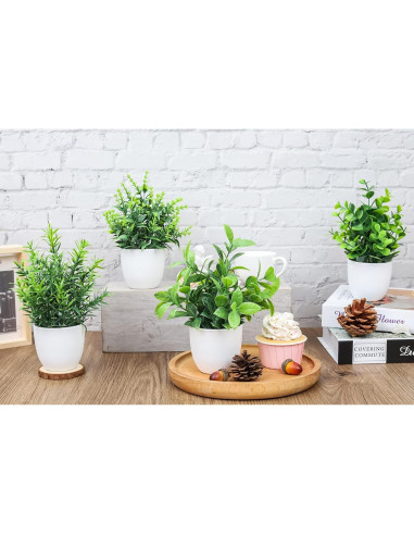 Plantas Falsas Der Rose en Macetas - 4 Piezas Decorativas