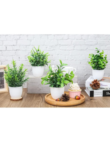 Plantas Falsas Der Rose en Macetas - 4 Piezas Decorativas Plantas Falsas Der Rose en Macetas - 4 Piezas Decorativas