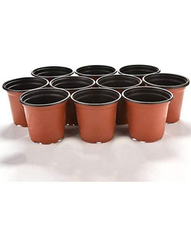 Macetas de Plástico KINGLAKE 100 Pcs 10 cm Rojo para Vivero