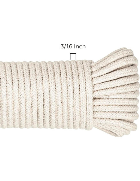 Cuerda de Algodón Natural SteadMax 61m 5mm Alta Resistencia Cuerda de Algodón Natural SteadMax 61m 5mm Alta Resistencia
