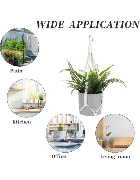 Colgador de Plantas de Macramé Sliverdew 50 cm 2 Piezas Boho Colgador de Plantas de Macramé Sliverdew 50 cm 2 Piezas Boho