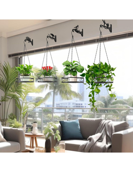 Juego de 2 Soportes de Planta Colgantes Qiaomeiysp de Metal 25.4 cm Juego de 2 Soportes de Planta Colgantes Qiaomeiysp de Metal 25.4 cm