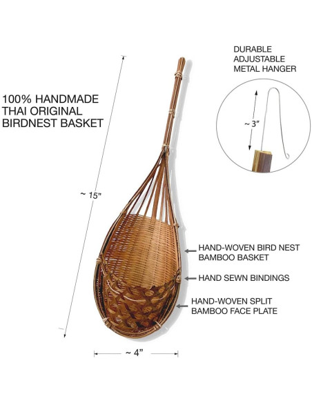 Cesta Colgante de Bambú Natural PANWA - Set de 3, 10 cm Cesta Colgante de Bambú Natural PANWA - Set de 3, 10 cm