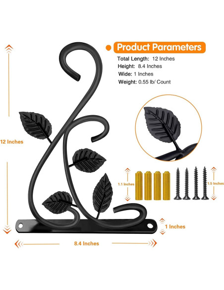 Gancho para Planta Colgante Axgo Negro, Soporte Pared 27.2 kg Gancho para Planta Colgante Axgo Negro, Soporte Pared 27.2 kg