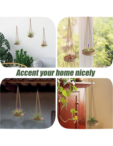 Soporte Colgante de Madera para Plantas de Aire ANPHSIN - 6 Pcs