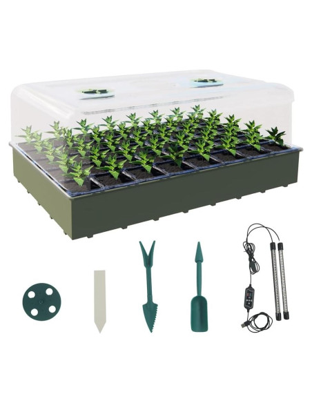 KSONE Kit de Bandeja para Semillas con Luz Calentadora 40 Celdas KSONE Kit de Bandeja para Semillas con Luz Calentadora 40 Celdas