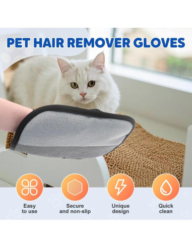 Guantes de Eliminación de Pelo de Mascota Medech - Paquete de 3