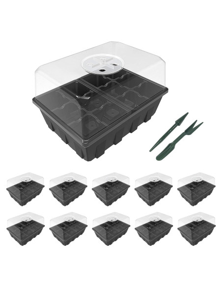 Kit de Inicio de Semillas Gardzen 10 Bandejas Transparentes 120 Celdas Kit de Inicio de Semillas Gardzen 10 Bandejas Transparentes 120 Celdas