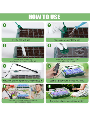 Kit de Inicio de Semillas Saillong 2 Bandejas con Luz LED