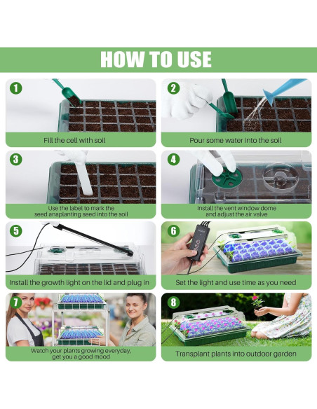 Kit de Inicio de Semillas Saillong 2 Bandejas con Luz LED Kit de Inicio de Semillas Saillong 2 Bandejas con Luz LED