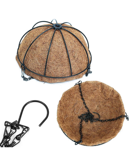 Cestas colgantes de metal JFFLYIT 20 cm para plantas - Paquete de 4 Cestas colgantes de metal JFFLYIT 20 cm para plantas - Paquete de 4
