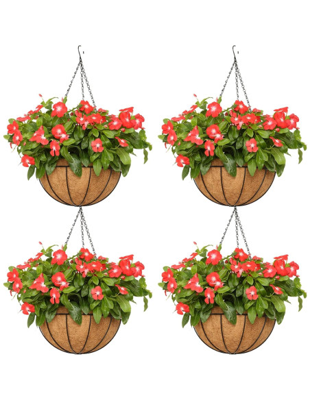 Cestas colgantes de metal JFFLYIT 20 cm para plantas - Paquete de 4 Cestas colgantes de metal JFFLYIT 20 cm para plantas - Paquete de 4