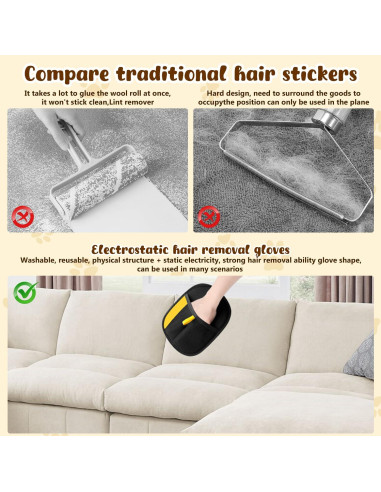 Guante Quitapelos KLIFE para Mascotas Reutilizable 2 Piezas