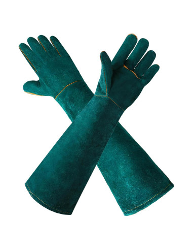 Guantes para Manejo de Animales LURMMUE - Cuero Verde, Resistentes