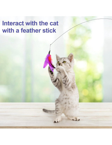Juguete Interactivo para Gatos Dorakitten con Ventosa y Plumas
