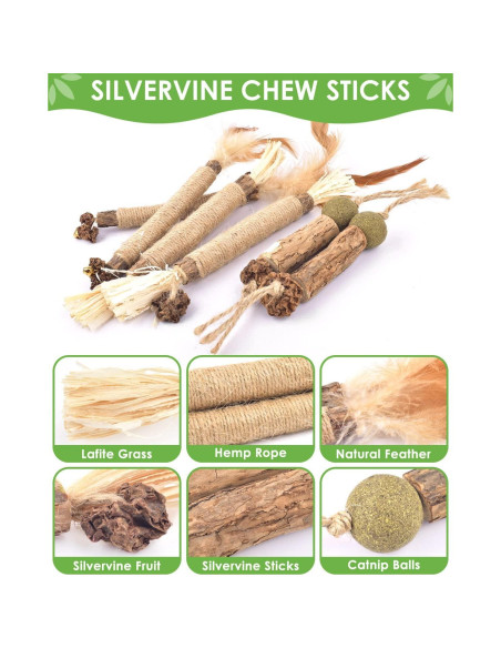 TINDTOP Palos Masticables de Silvervine para Gatos - Paquete de 12 TINDTOP Palos Masticables de Silvervine para Gatos - Paquete de 12