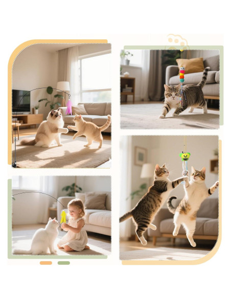 Juguete Interactivo para Gatos Sunshinetop con Ventosa y Plumas Juguete Interactivo para Gatos Sunshinetop con Ventosa y Plumas