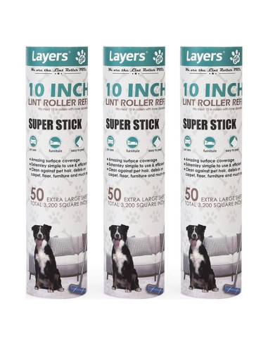 Recargas Rodillo Quitapelusas Layers 10" Ancho - 3 Paquetes