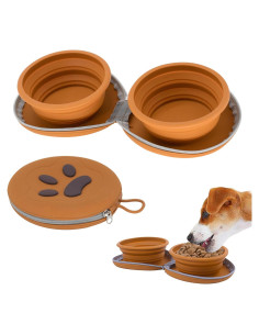 Cuenco Doble Plegable PawSailor 25oz para Mascotas Marrón