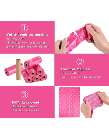 Bolsas de Poo Biodegradables WDFAACK Rosa 240 Unidades 23x33 cm