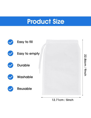 Bolsas de Filtro de Acuario HJZHII 22.86x12.7 cm Malla Fina (6 Pzs)