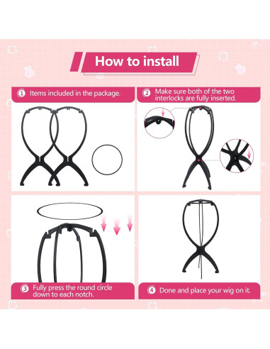 Soportes para Pelucas Seewaazee - Paquete de 2, 35 cm