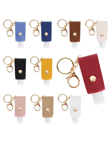Juego de 8 Botellas de Viaje 30ml con Llave y Funda de Cuero