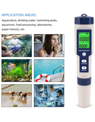Medidor de Salinidad y pH Digital Hofun 5 en 1 para Agua