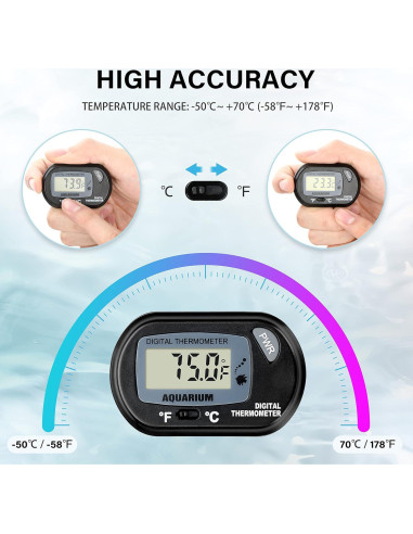 Termómetro Digital LCD Simple Deluxe para Acuario y Terrario