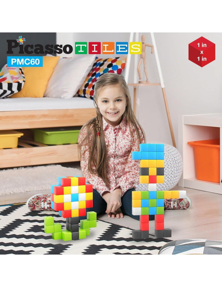 PicassoTiles Set de Cubos Magnéticos 60 Piezas 3D STEM PicassoTiles Set de Cubos Magnéticos 60 Piezas 3D STEM