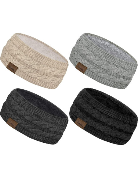 Diademas de Invierno Loritta 4 Pack Fleece Suave para Mujeres Diademas de Invierno Loritta 4 Pack Fleece Suave para Mujeres