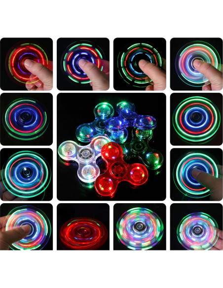 Fidget Spinner LED WELLVO Azul y Rojo - Juguete Antiestrés Fidget Spinner LED WELLVO Azul y Rojo - Juguete Antiestrés