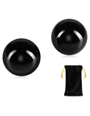 Bolas de Obsidiana Negra Baoding 4 cm - 2 Pcs para Ejercicio