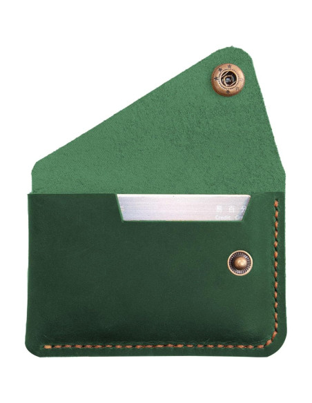 Porta Tarjetas de Cuero Verde Minimalista Turbosnail Porta Tarjetas de Cuero Verde Minimalista Turbosnail