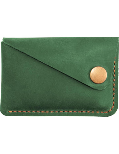 Porta Tarjetas de Cuero Verde Minimalista Turbosnail