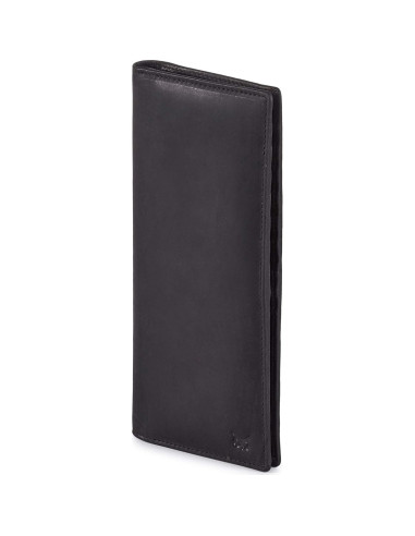 Billetera Larga Unisex Cuero Real Bifold RFID Slim 21.34x9.53cm